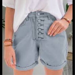 Misslook denim shorts with zipper front and buttons